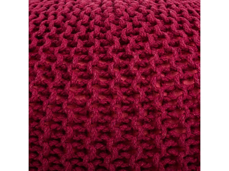 Puff de algodão trançado vermelho 45x45x30