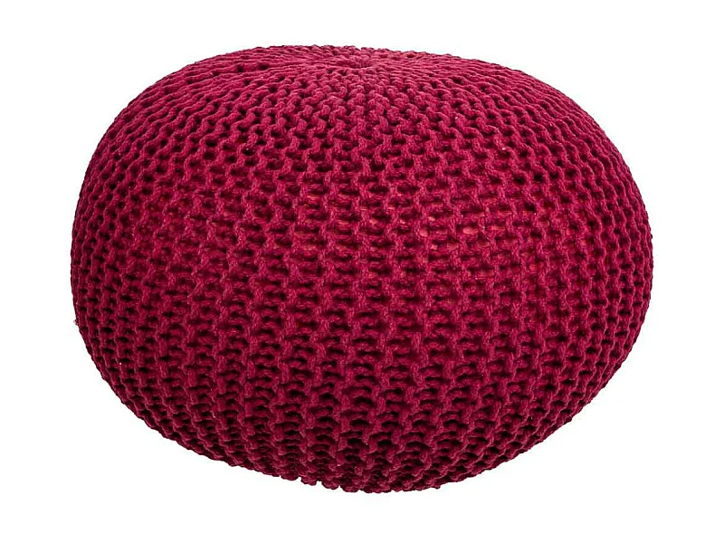 Puf in cotone intrecciato rosso 45x45x30h