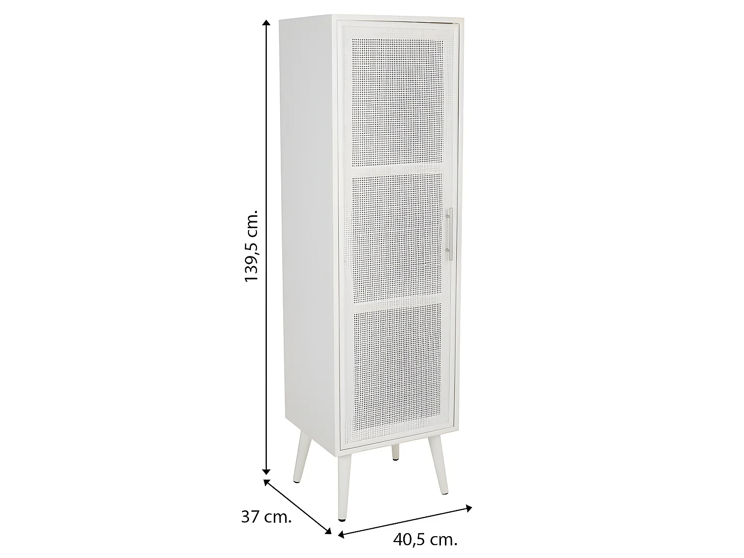 Mobile in legno bianco e rete 40,5x37x139,5h