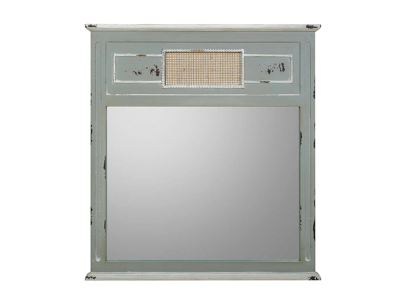 Espelho de madeira e malha de bambu cinza 70x3,3x76