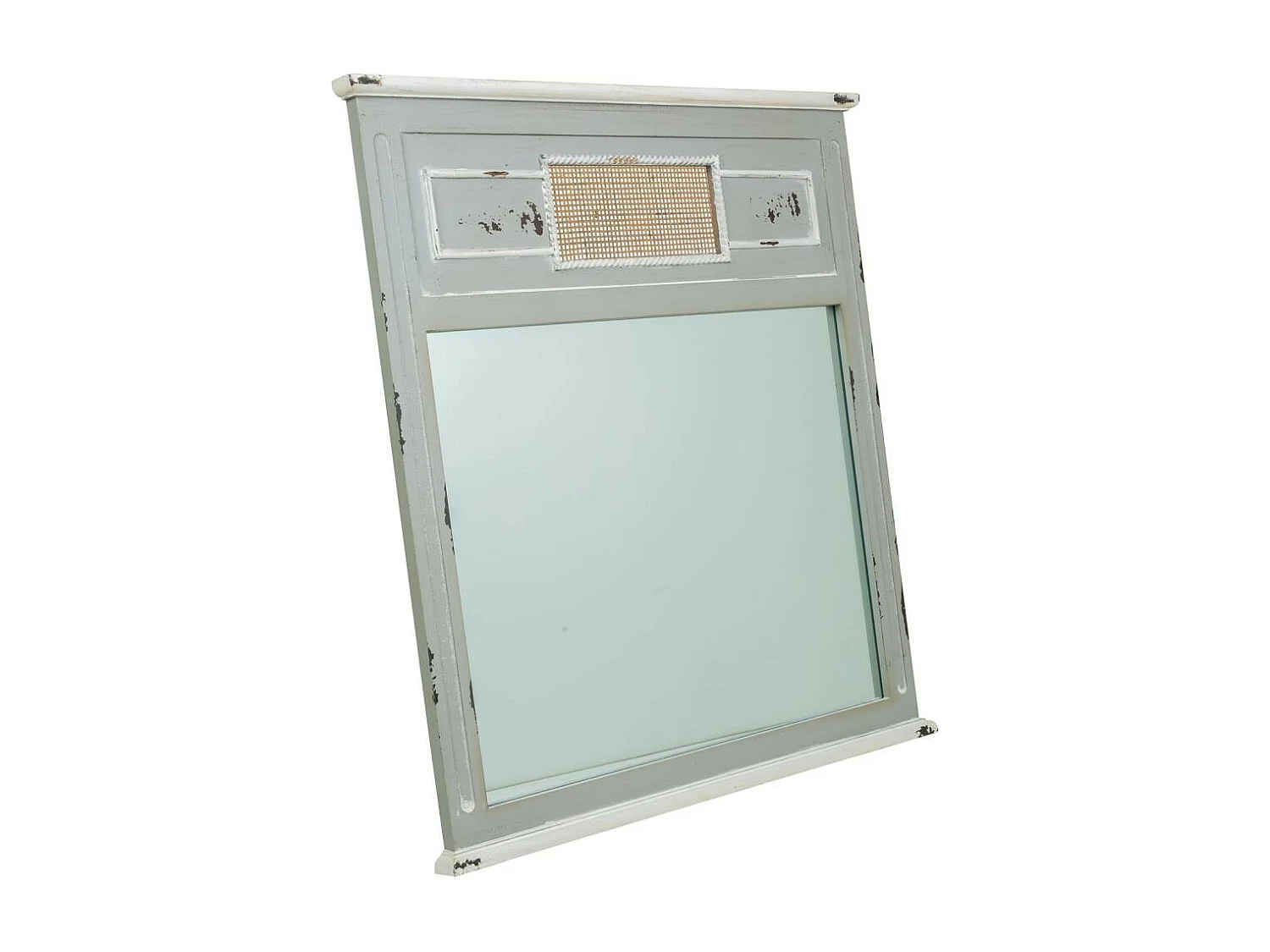 Espelho de madeira e malha de bambu cinza 70x3,3x76