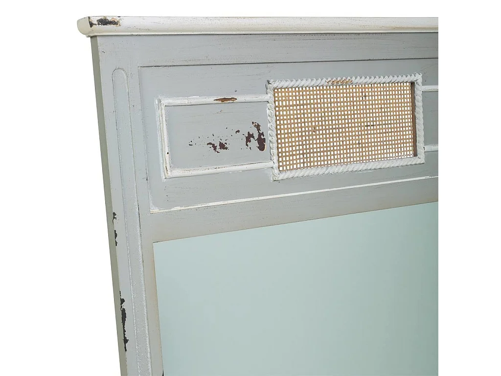 Espelho de madeira e malha de bambu cinza 70x3,3x76