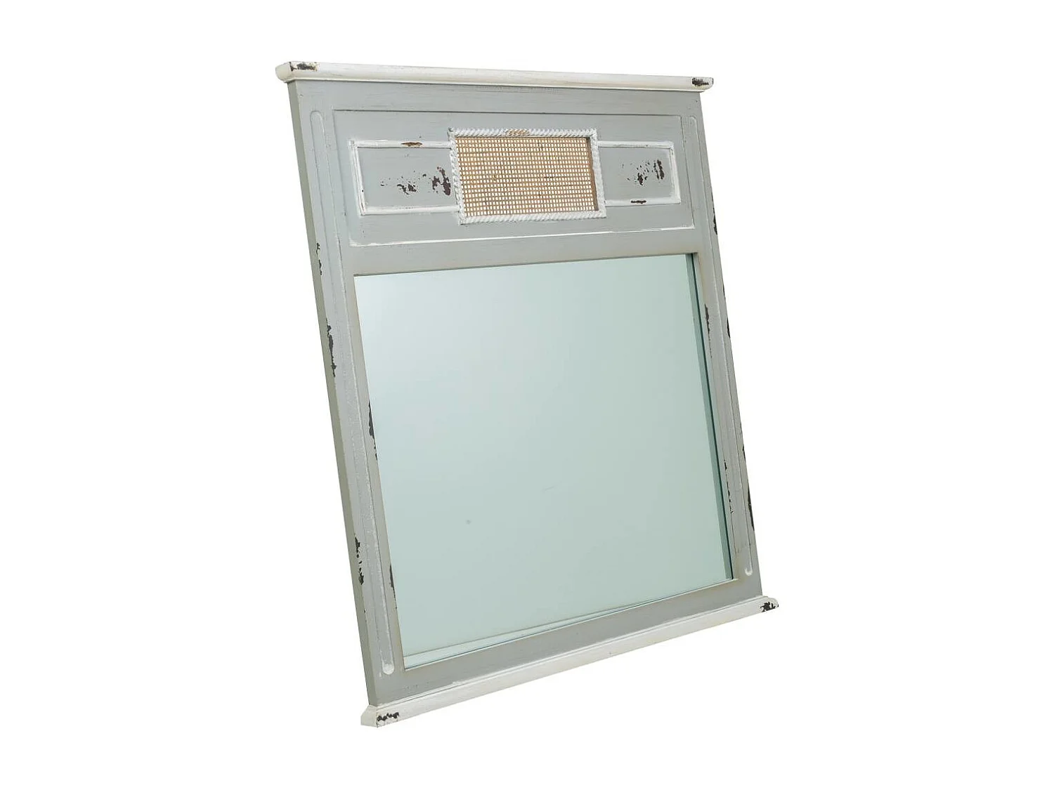 Espelho madeira e rejilla bambu cinza 70x3,3x76