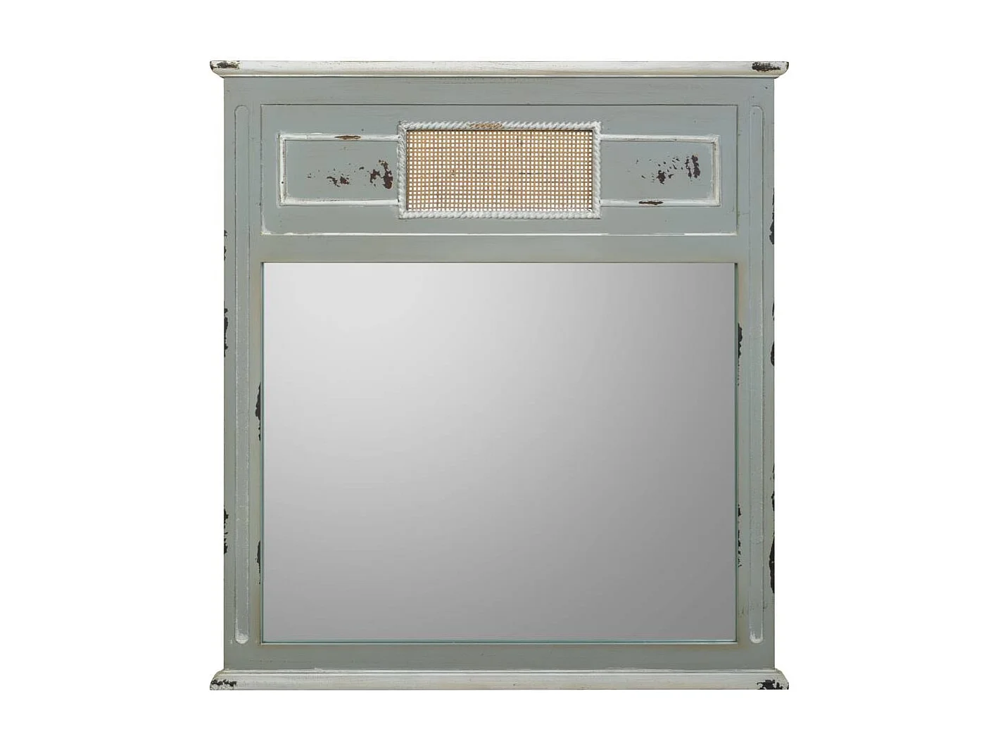 Espelho madeira e rejilla bambu cinza 70x3,3x76