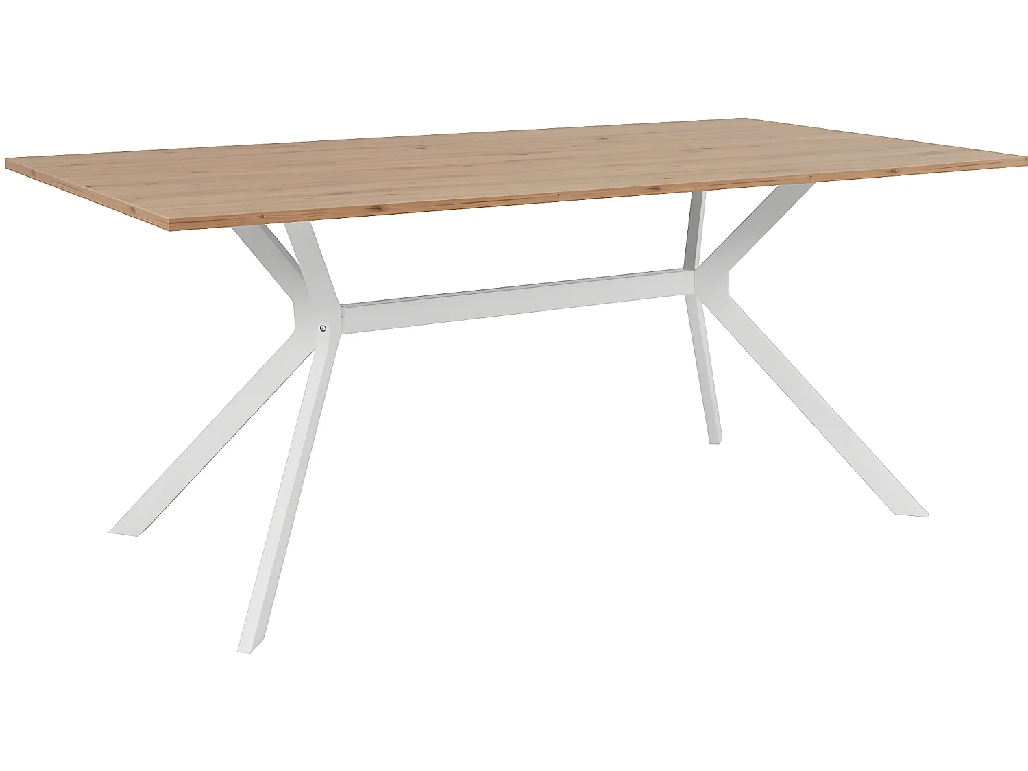 Table à manger effet chêne clair, piètement blanc 180 cm - Velia