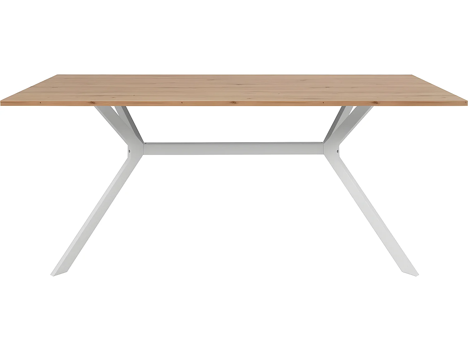 Table à manger effet chêne clair, piètement blanc 180 cm - Velia