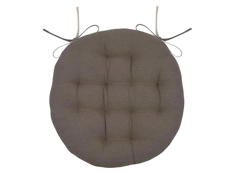 Coussin de chaise ronde réversible Taupe et Lin
