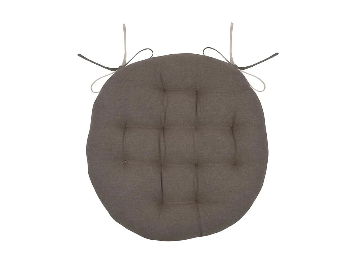 Coussin de chaise ronde réversible Taupe et Lin