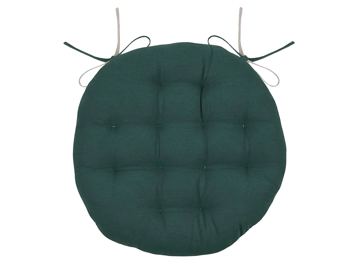 Coussin de chaise ronde réversible Cobalt et Lin