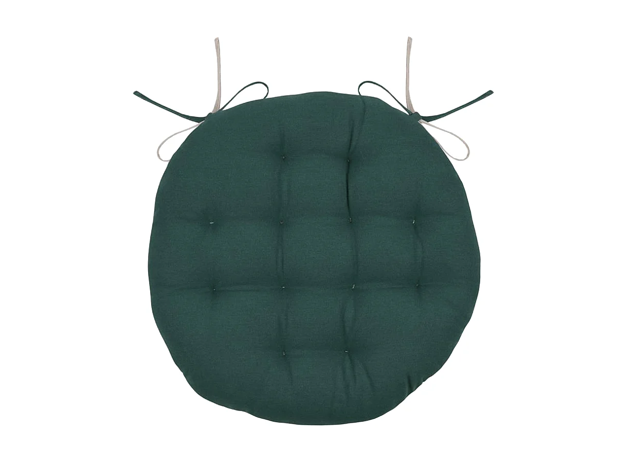 Coussin de chaise ronde réversible Cobalt et Lin