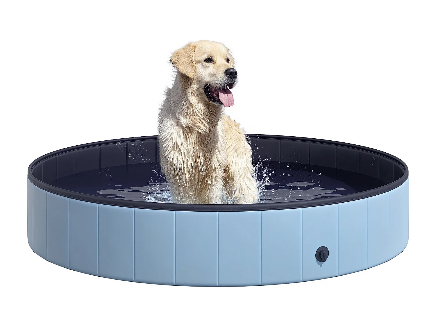 Piscine pour chien bassin PVC pliable anti-glissant facile à nettoyer diamètre 160 cm hauteur 30 cm bleu