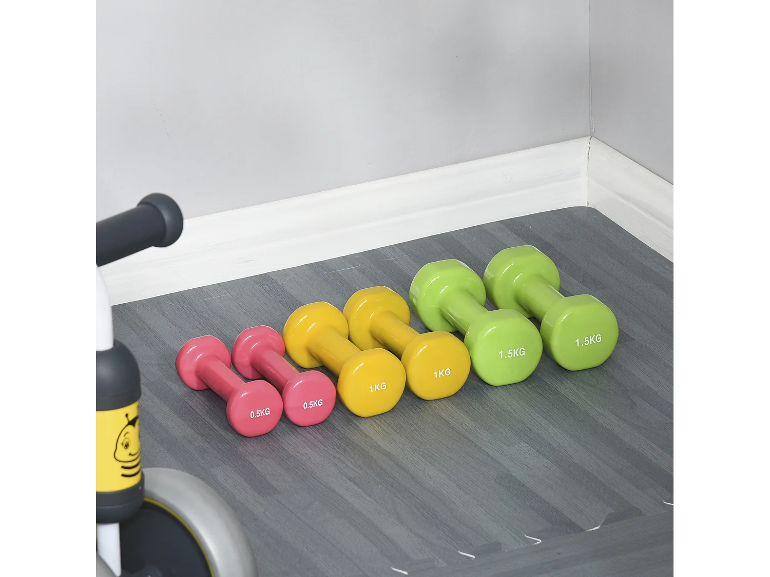 Ensemble d'haltères courtes total 6 Kg - paires de 0,5/1/1,5 Kg avec malette - entraînement musculaire & haltérophilie - acier PU multicolore