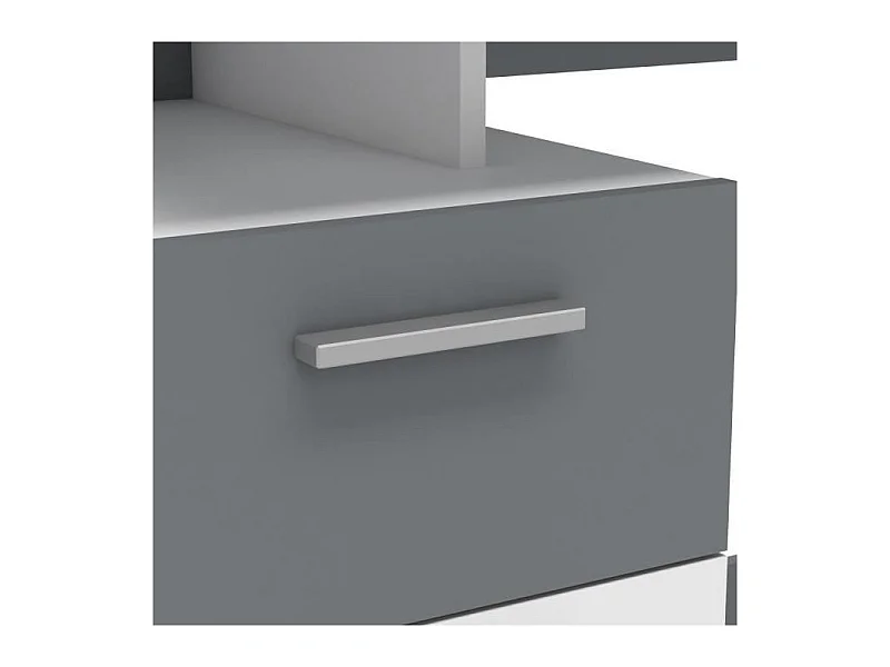 Scrivania PLATON Bianca e Grigia 1 Anta 1 Cassetto - Modulare con Ripiani - L 121,5 x H 109,7 x P 55,1 cm