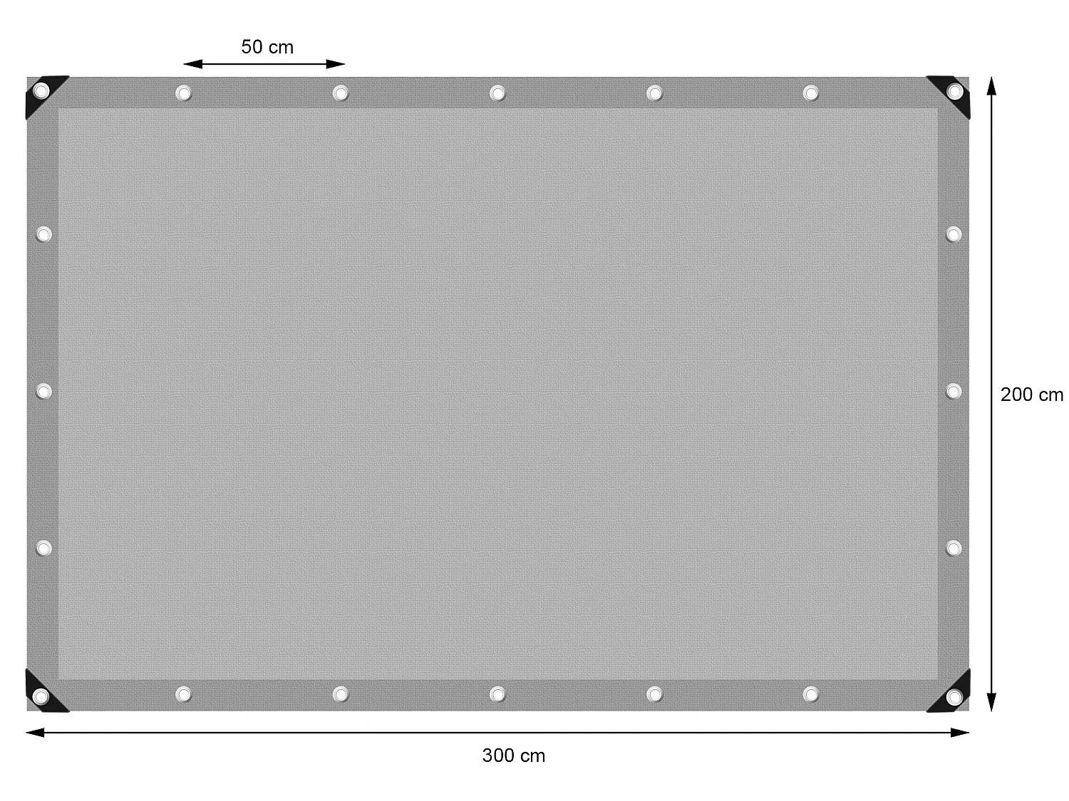 Lona de protección impermeable con ojales polietileno cubierta 2x3m gris 260g/m²