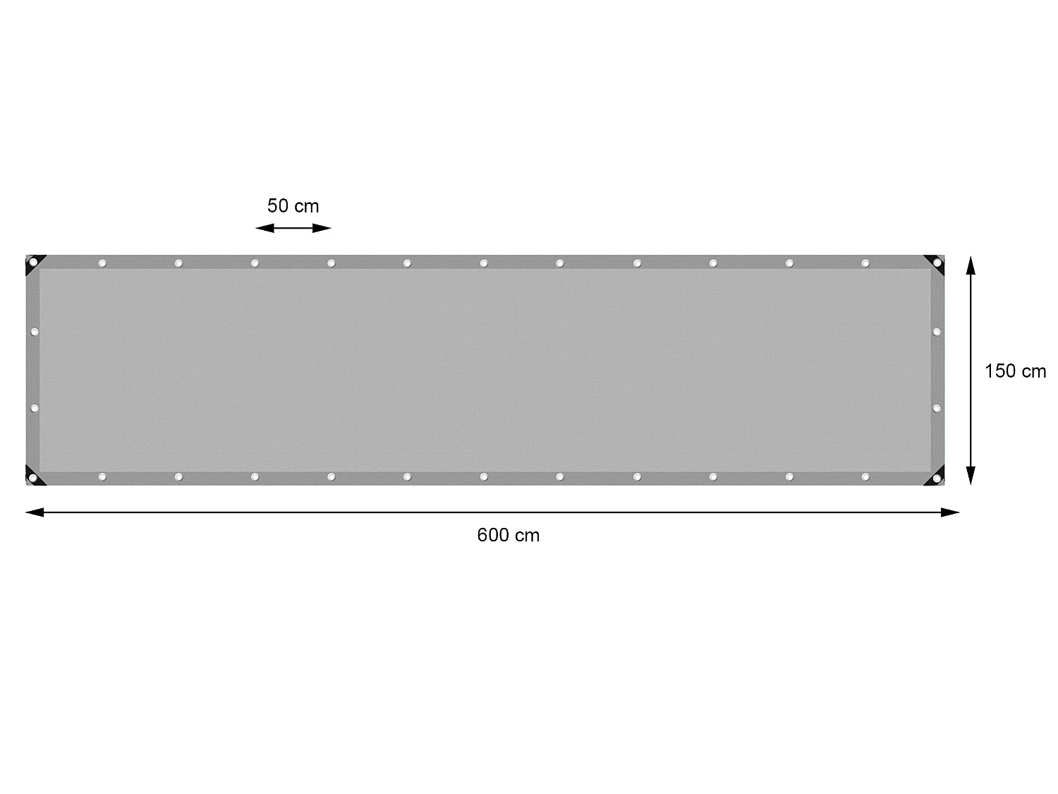 Lona protección impermeable ojales polietileno cubierta gris 1,5x6m 9m² 180g/m²
