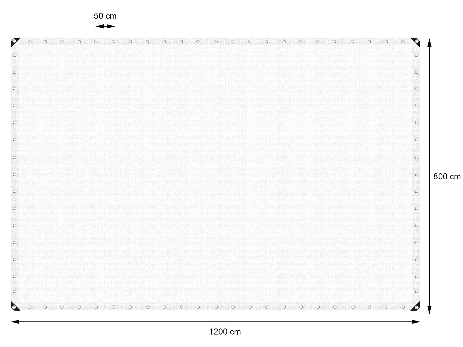 Bâche de couverture étanche protection en PE avec oeillets 8x12 m 260g/m² blanc