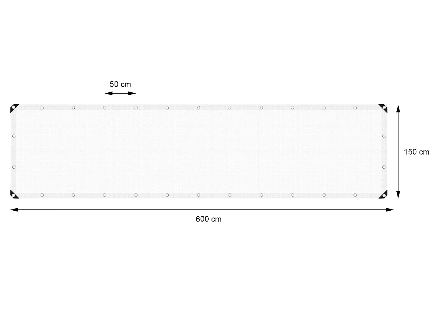 Lona protección impermeable ojales polietileno blanco 1,5x6m 9m² 180g/m²