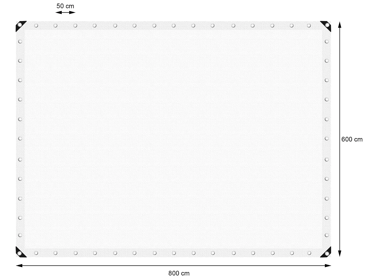 Lona de protección impermeable ojales polietileno blanco 6x8m 48m² 180g/m²