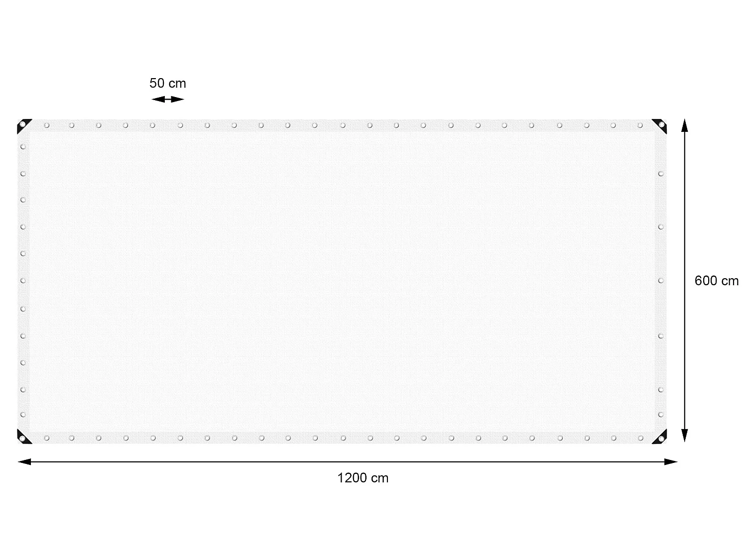 Lona protección impermeable con ojales polietileno cubierta 6x12m blanco 260g/m²
