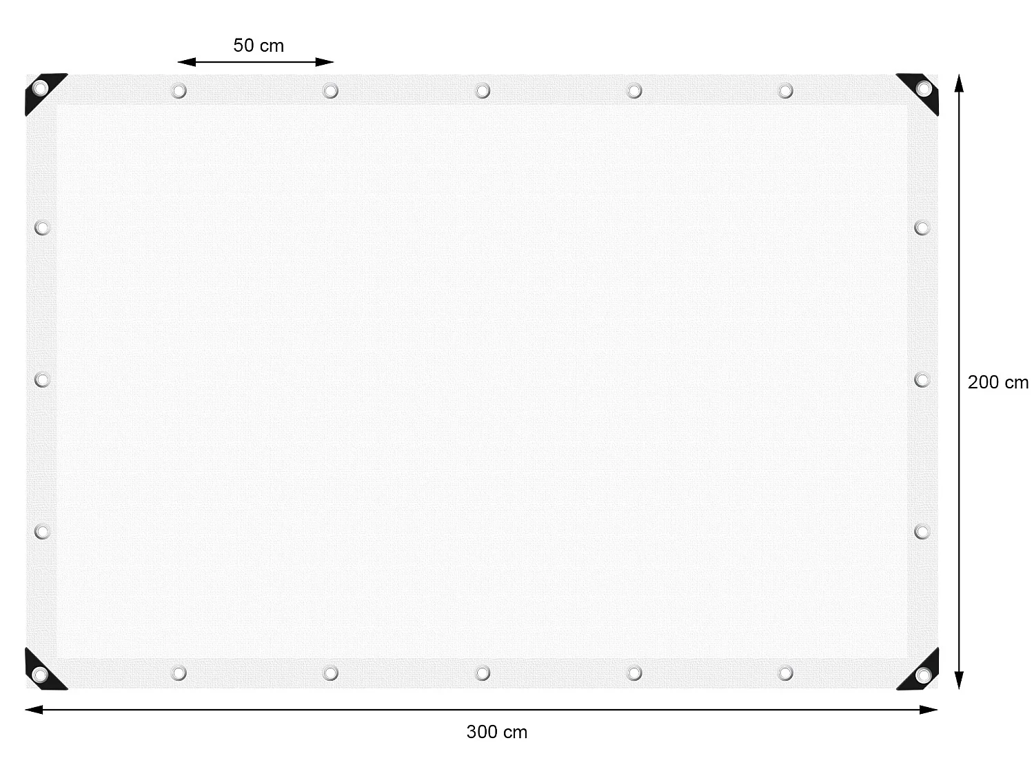 Bâche de couverture étanche protection en PE avec oeillets 2x3 m 260g/m² blanc
