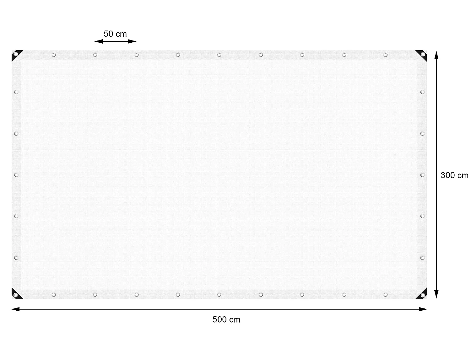 Lona de protección impermeable ojales polietileno cubierta 3x5m blanco 260g/m²