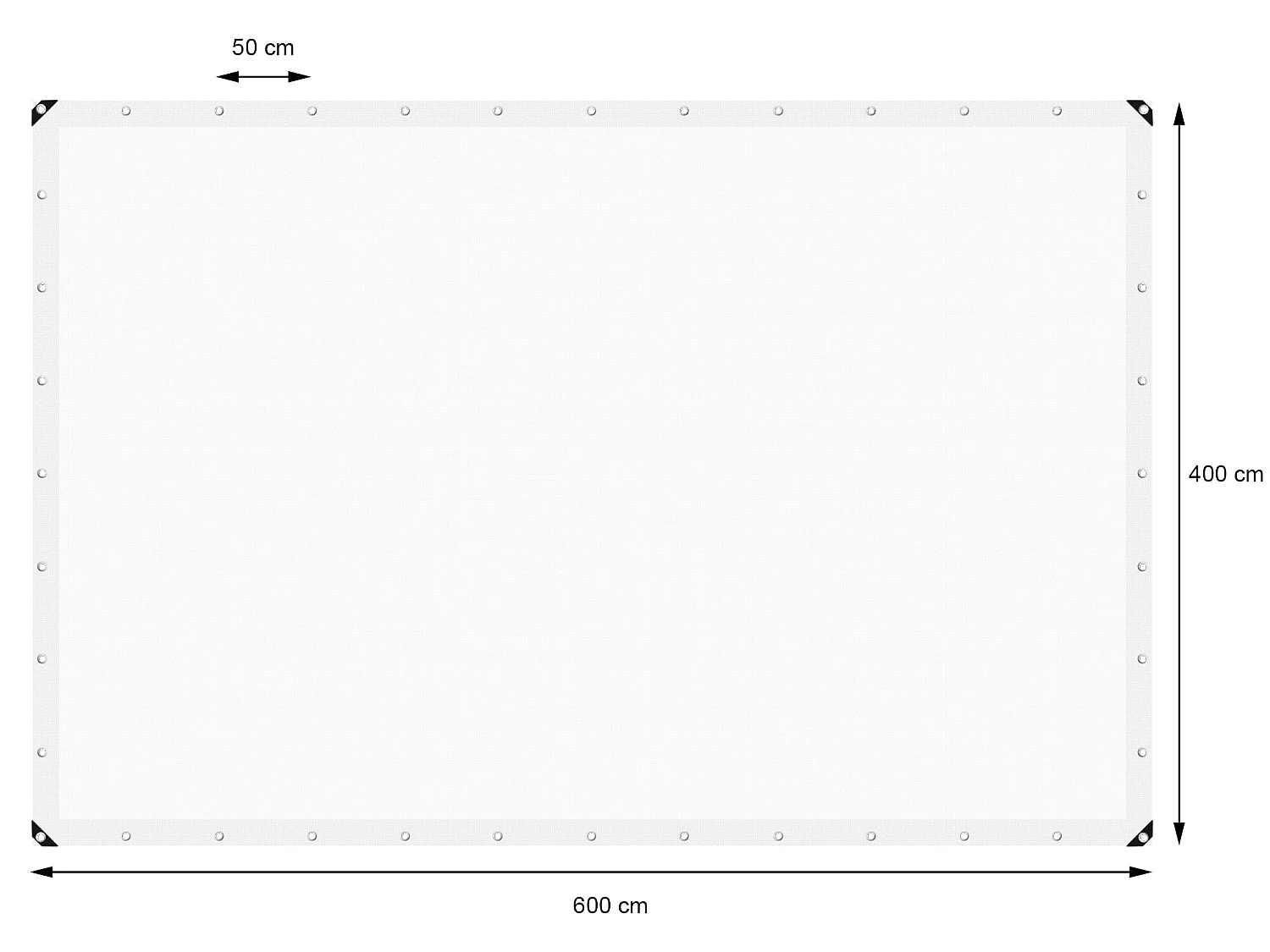 Bâche de couverture étanche protection en PE avec oeillets 4x6 m 260g/m² blanc