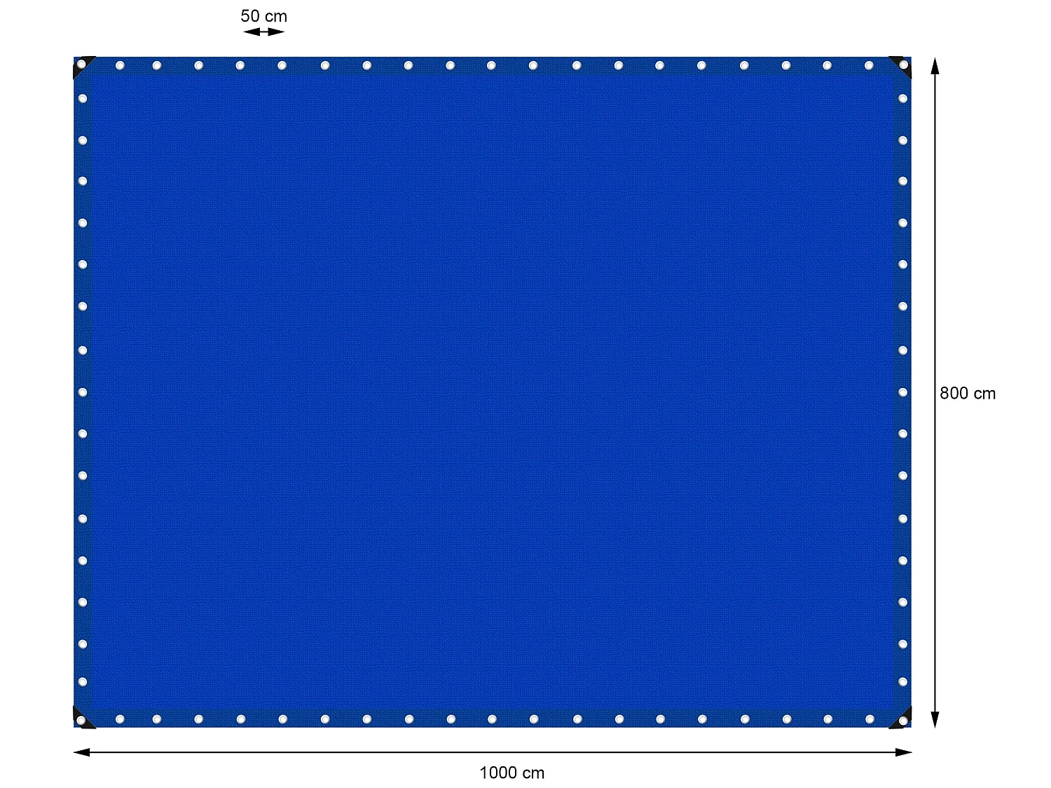 Bâche de couverture étanche protection en PE avec oeillets 8x10 m 180 g/m² bleu