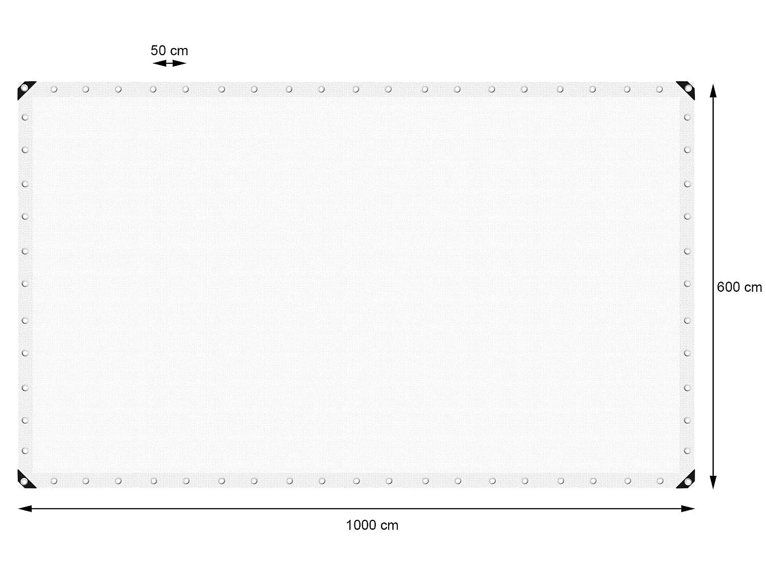 Bâche de couverture étanche protection en PE avec oeillets 6x10m 180 g/m² blanc