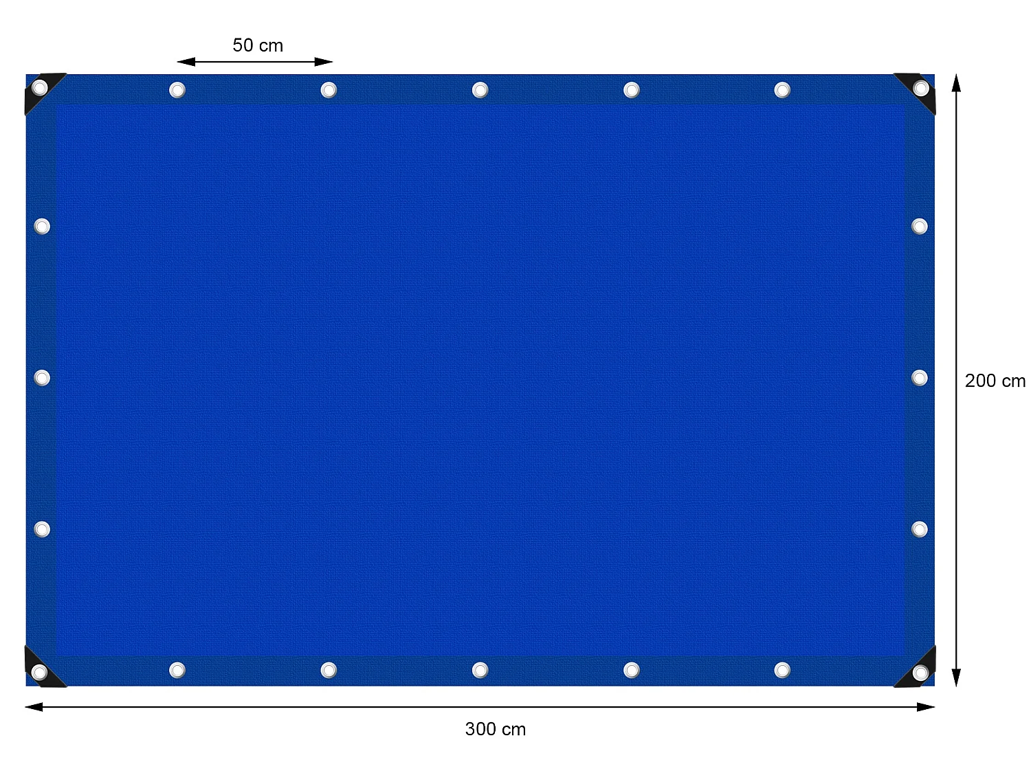 Lona de protección impermeable con ojales polietileno cubierta 2x3m azul 260g/m²