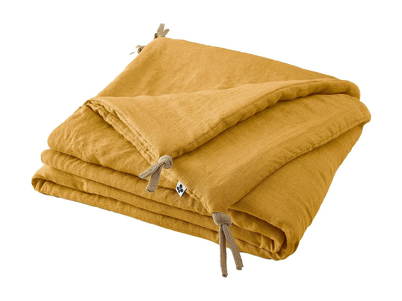 MARGAUX - Chemin de Lit 90x200cm Lin Lavé Coloris Miel