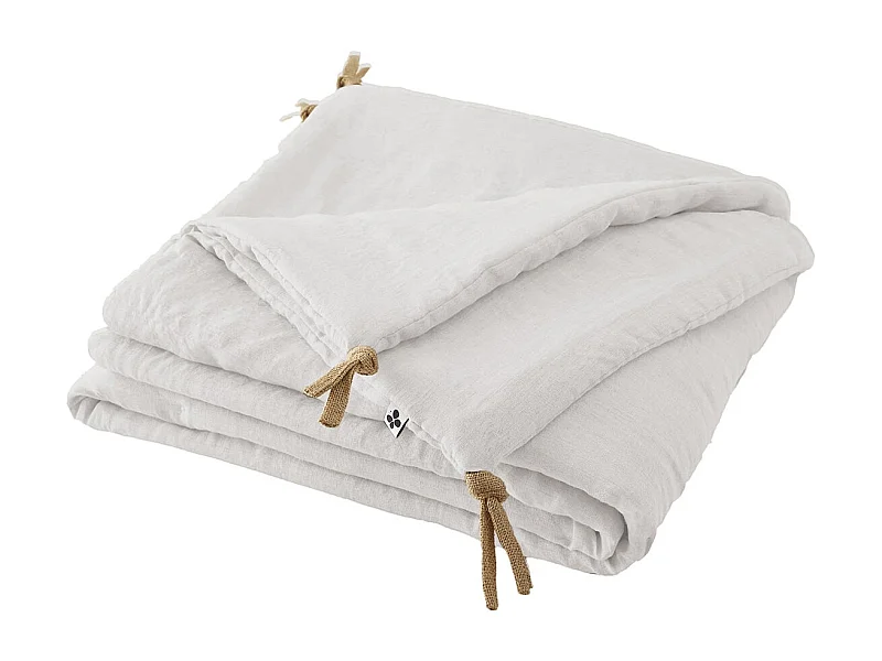 MARGAUX - Chemin de Lit 90x200cm Lin Lavé Coloris Craie