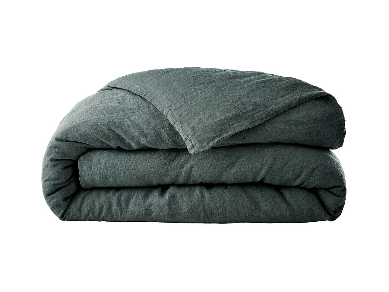 MARGAUX - Housse de Couette 260x240cm Lin Lavé Coloris Ardoise