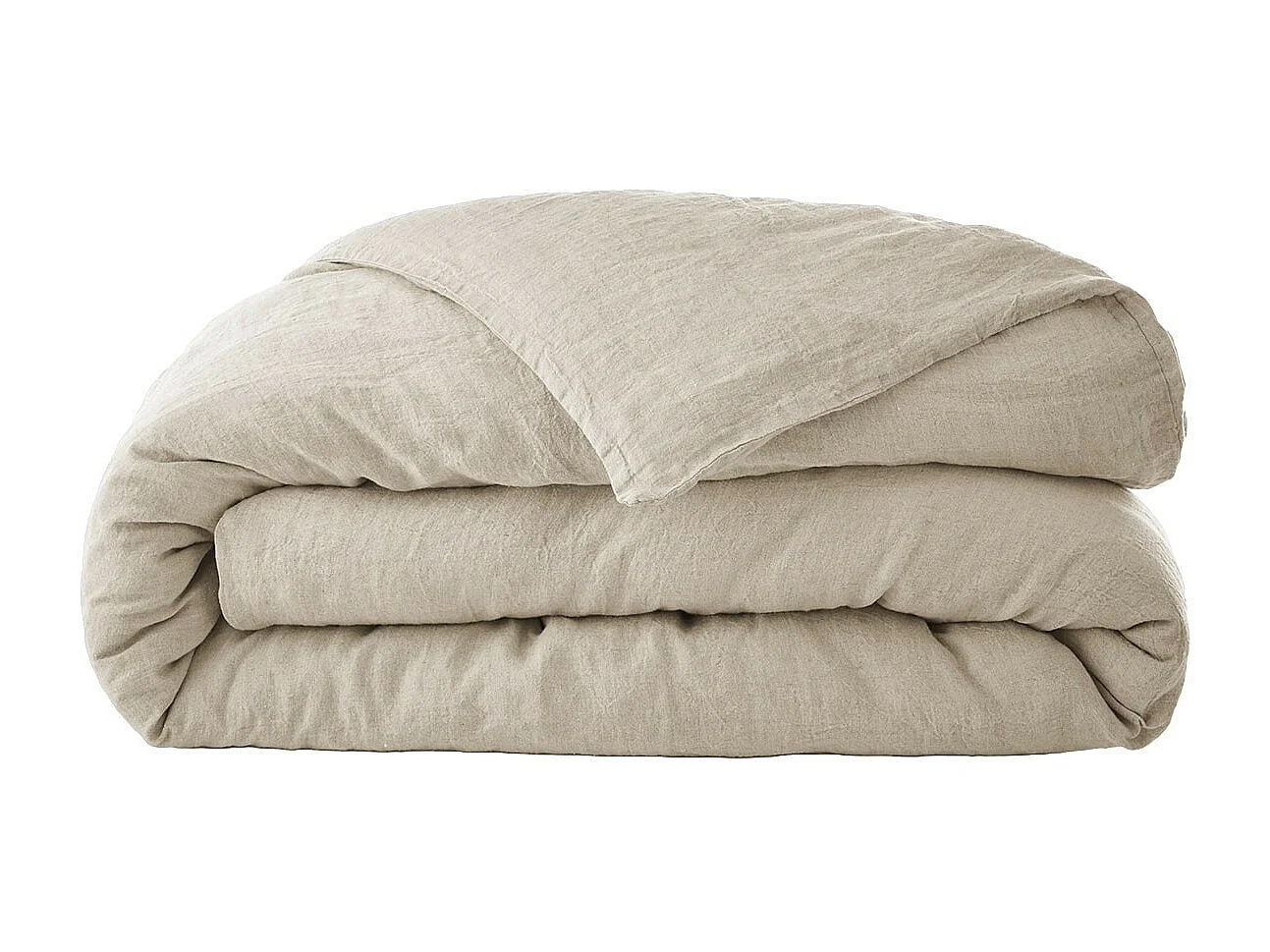 MARGAUX - Housse de Couette 240x220cm Lin Lavé Coloris Sable