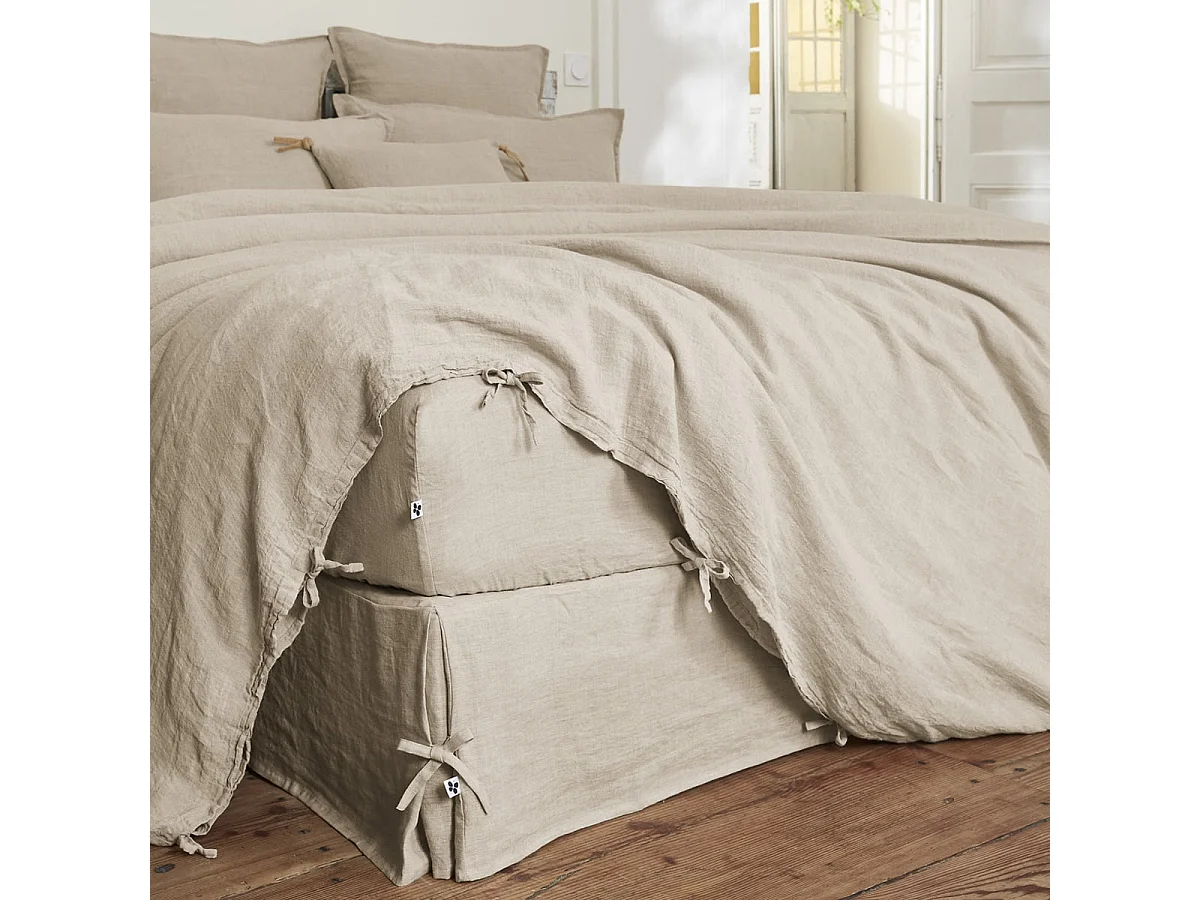 MARGAUX - Housse de Couette 240x220cm Lin Lavé Coloris Sable