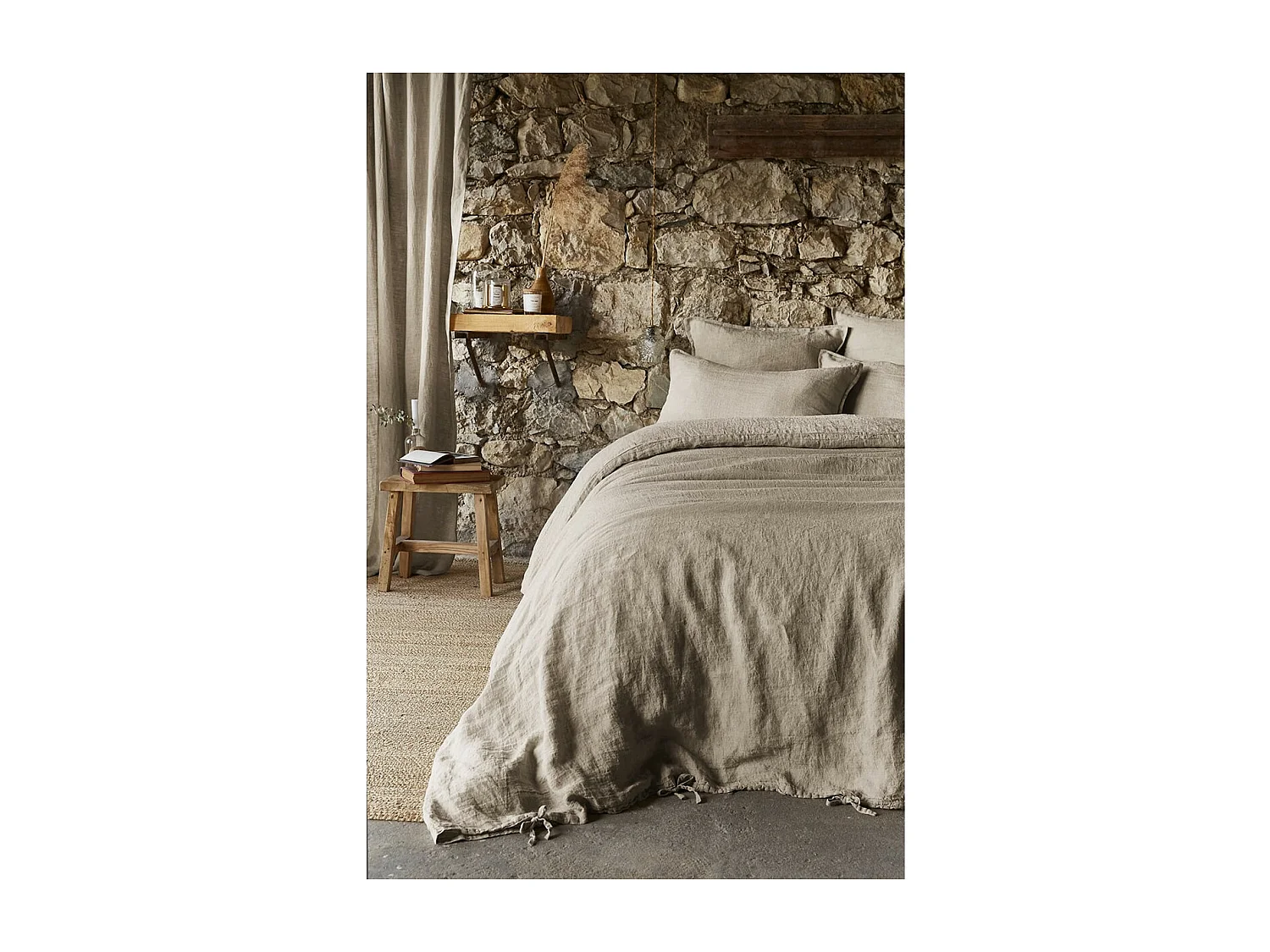 MARGAUX - Housse de Couette 240x220cm Lin Lavé Coloris Sable