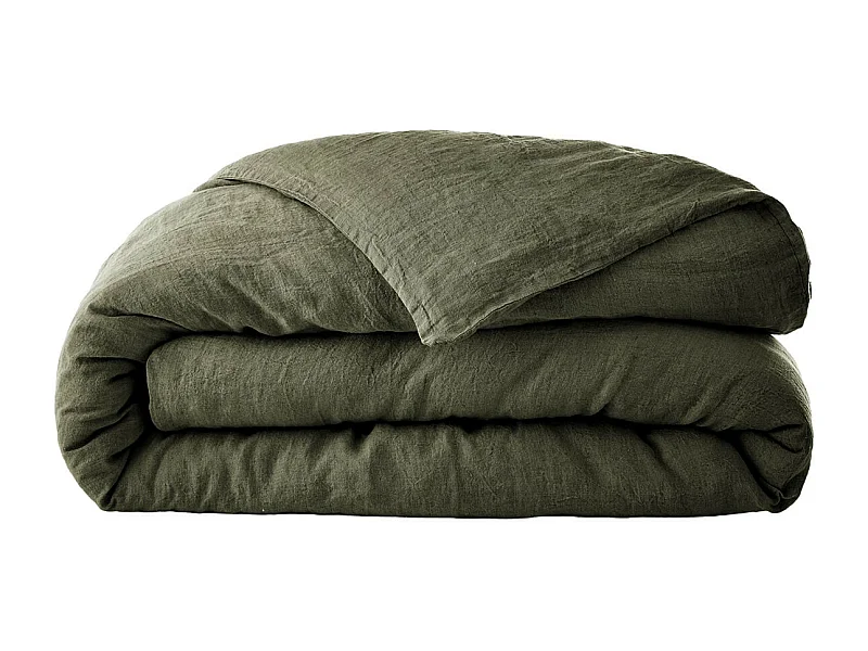 MARGAUX - Housse de Couette 240x220cm Lin Lavé Coloris Thym