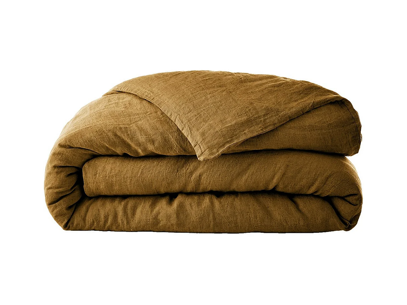 MARGAUX - Housse de Couette 260x240cm Lin Lavé Coloris Caramel