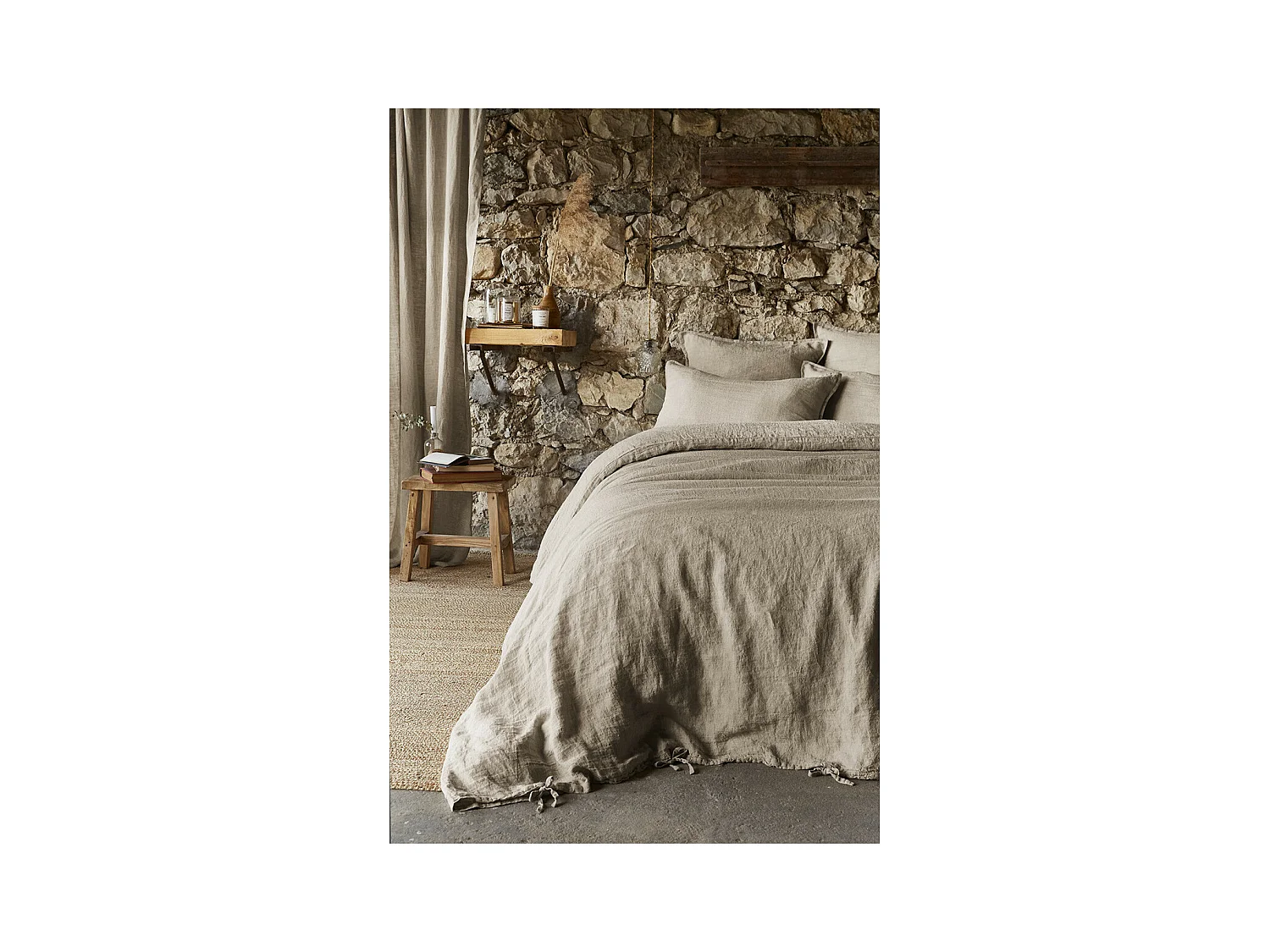MARGAUX - Housse de Couette 260x240cm Lin Lavé Coloris Sable