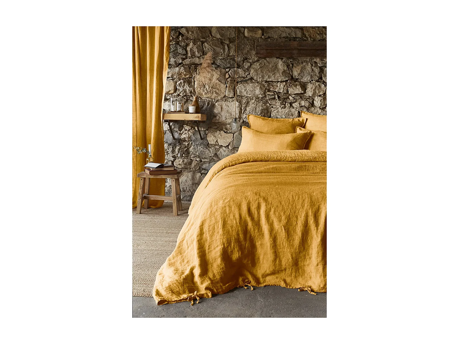 MARGAUX - Housse de Couette 260x240cm Lin Lavé Coloris Miel