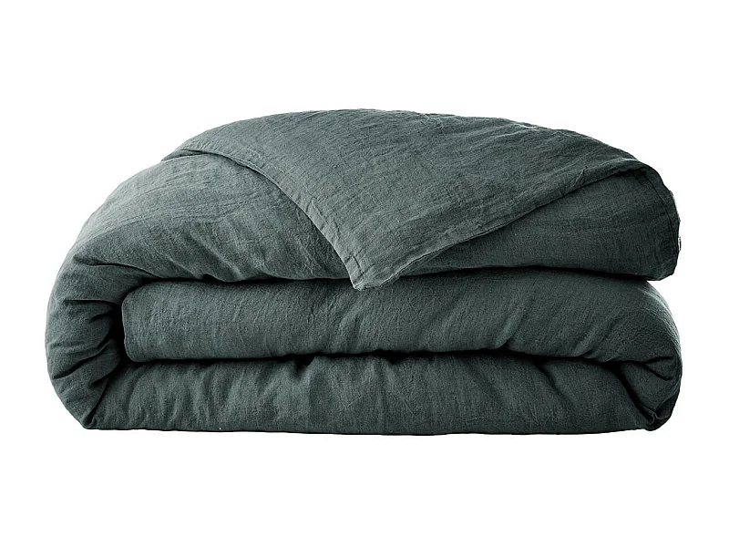 MARGAUX - Housse de Couette 240x220cm Lin Lavé Coloris Ardoise