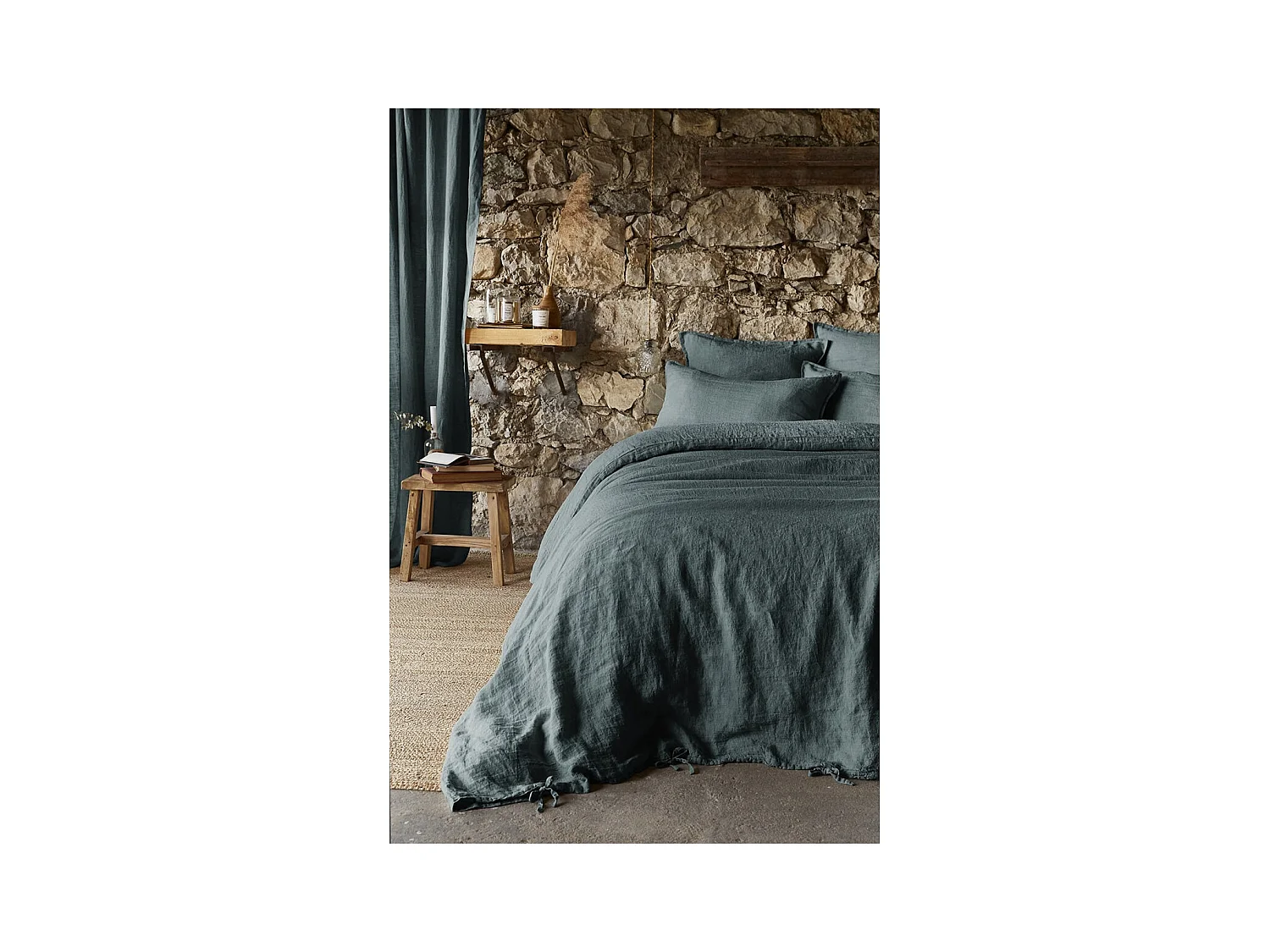 MARGAUX - Housse de Couette 240x220cm Lin Lavé Coloris Ardoise