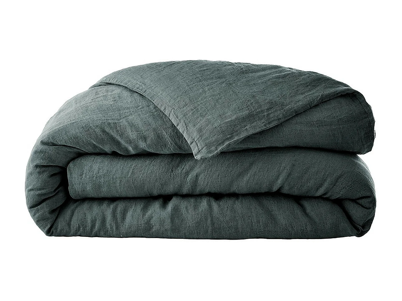 MARGAUX - Housse de Couette 240x220cm Lin Lavé Coloris Ardoise