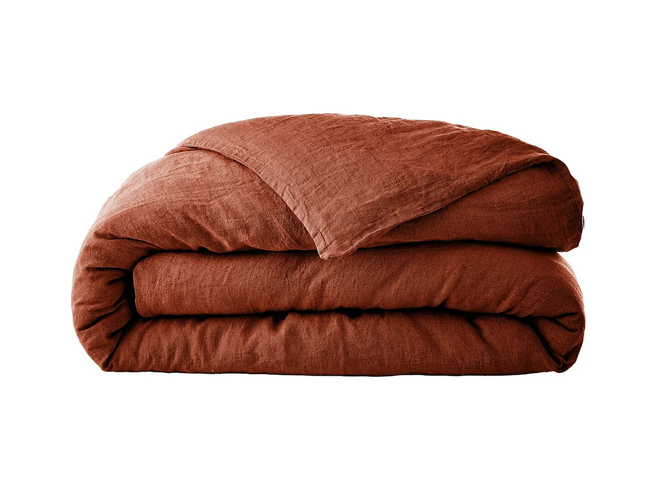 MARGAUX - Housse de Couette 240x220cm Lin Lavé Coloris Paprika
