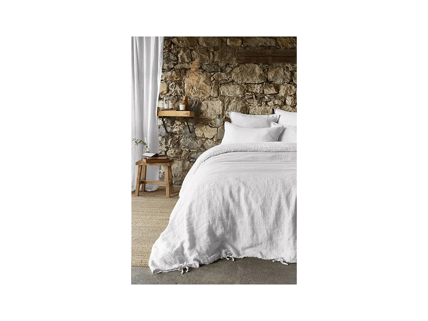 MARGAUX - Housse de Couette 240x220cm Lin Lavé Coloris Craie