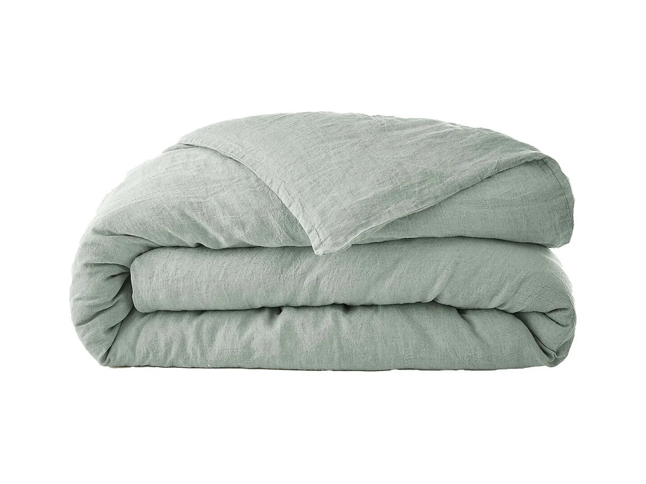 MARGAUX - Housse de Couette 240x220cm Lin Lavé Coloris Eucalyptus