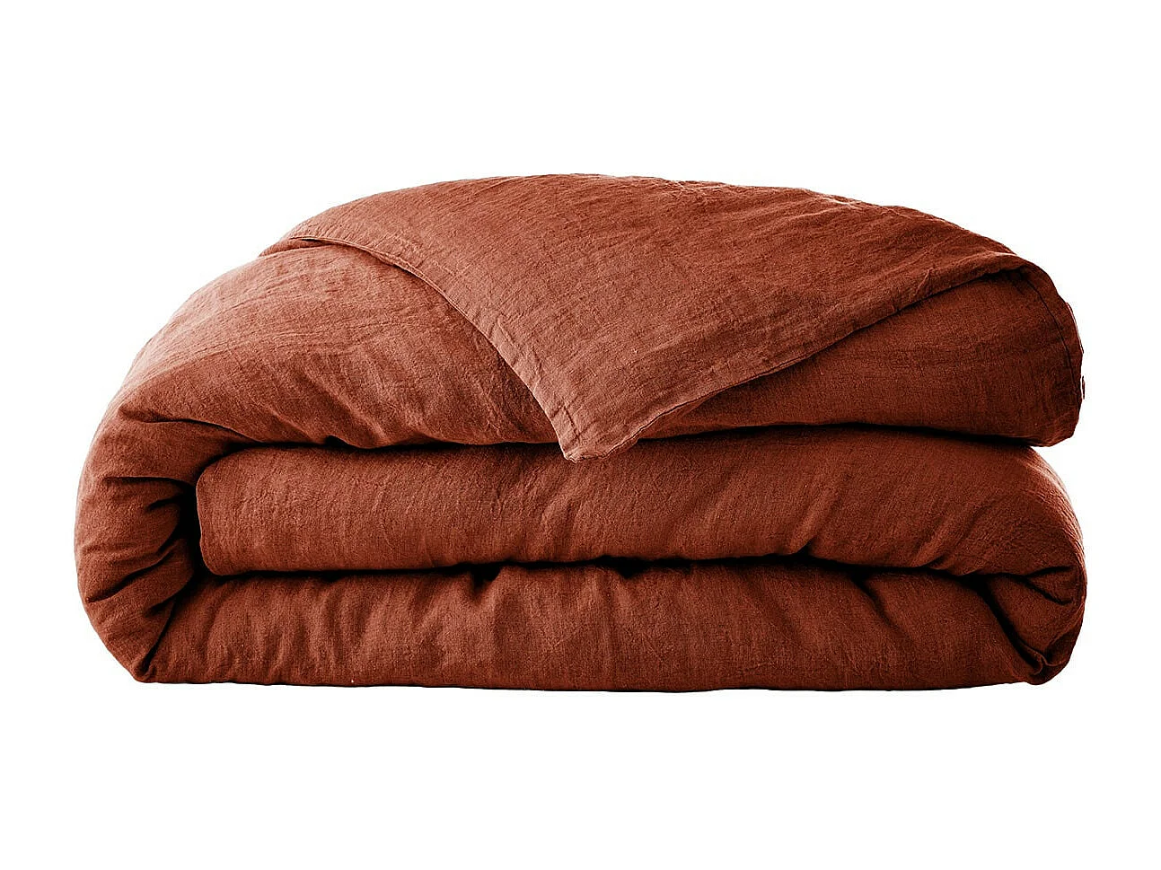 MARGAUX - Housse de Couette 260x240cm Lin Lavé Coloris Paprika