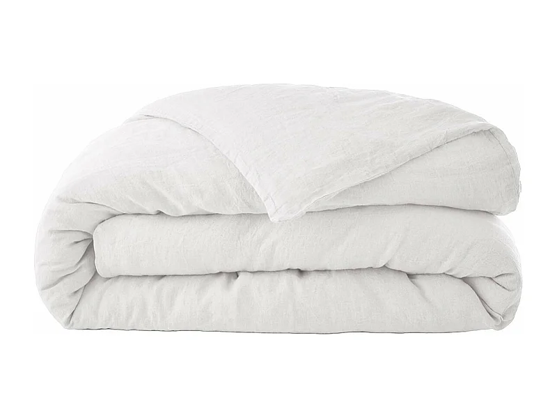 MARGAUX - Housse de Couette 260x240cm Lin Lavé Coloris Craie