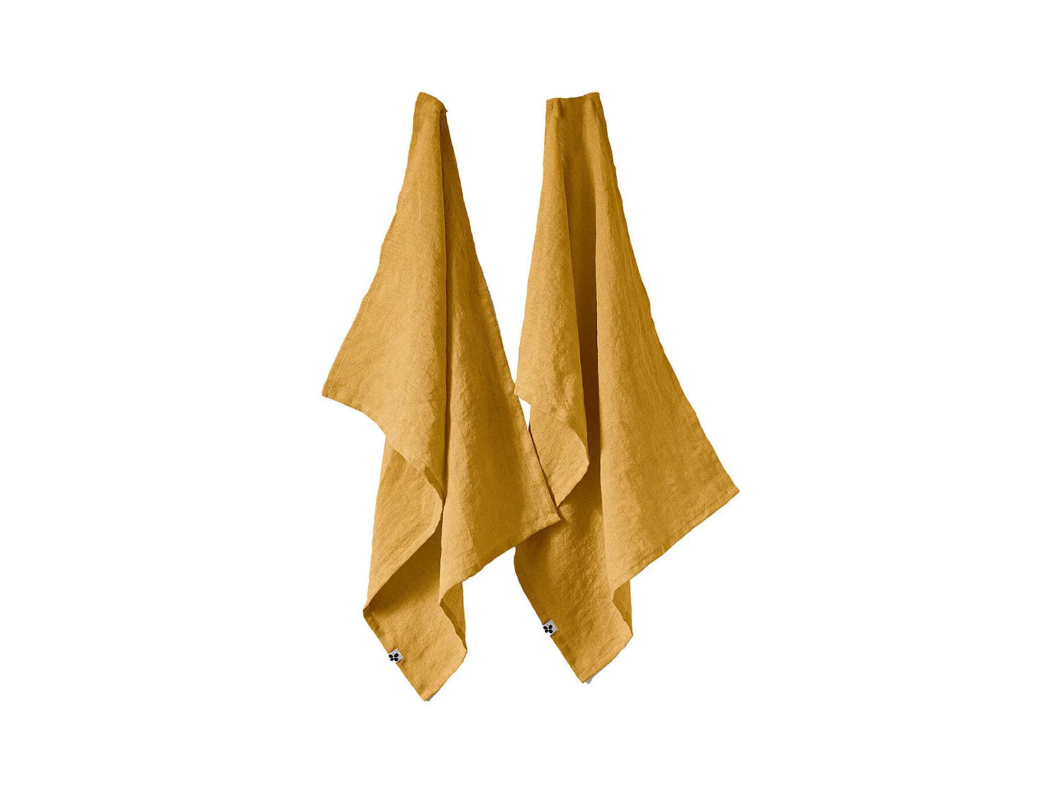 MARGAUX - Lot de 2 Torchons Essuie-vaisselle 50x70cm Lin Lavé Miel