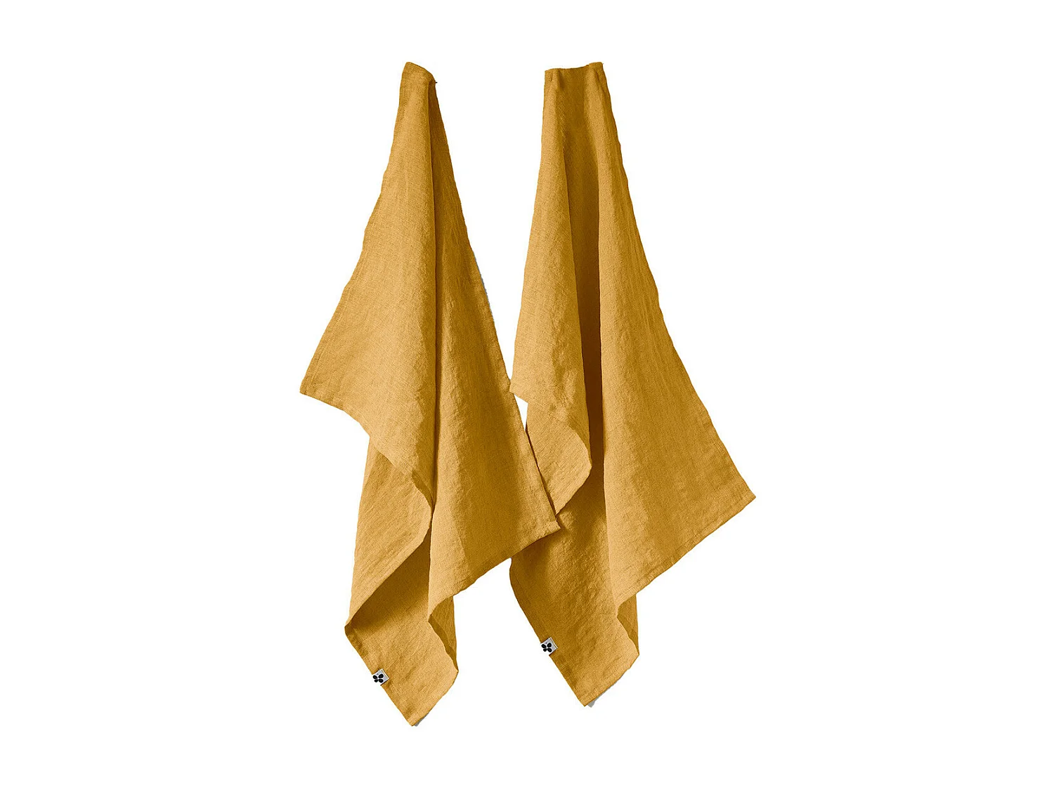 MARGAUX - Lot de 2 Torchons Essuie-vaisselle 50x70cm Lin Lavé Miel