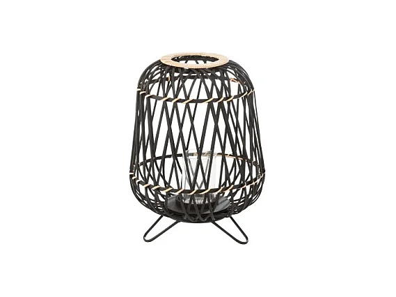 Lanterne Déco "Bambou sur Pied" 41cm Noir